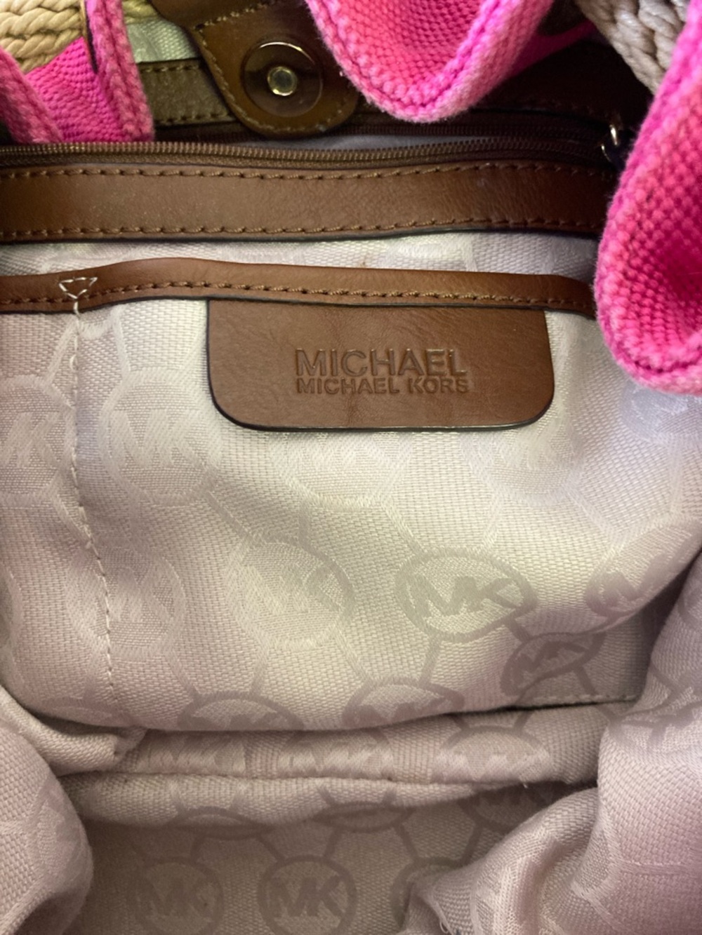 Michael Kors Marina Pink Canvas Large Tote Bag (OKPM-04-060) - Picture 7 of 13